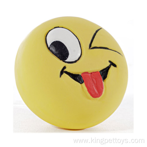 Squeaky Pet Ball Toy Funny Face Pet Toy